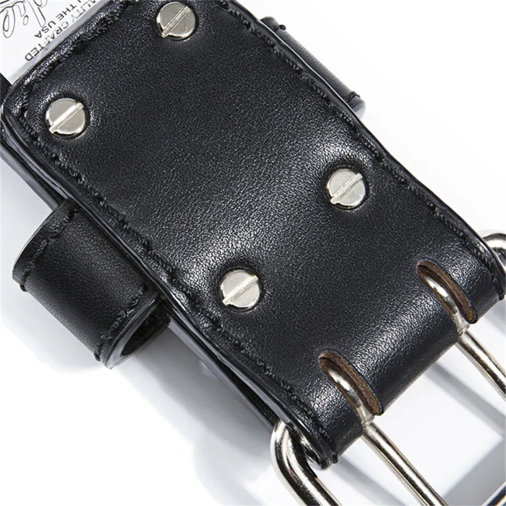 Adjustable Leather Back Brace for Gym & Office - Professional Weightlifting Belt with Spine Support, Squats/Deadlifts Ready